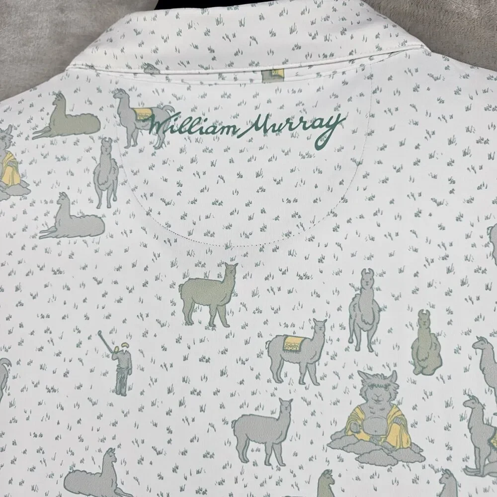 William Murray Polo Shirt Mens XL Dalai‎ Llama All Over Print Golf Casual